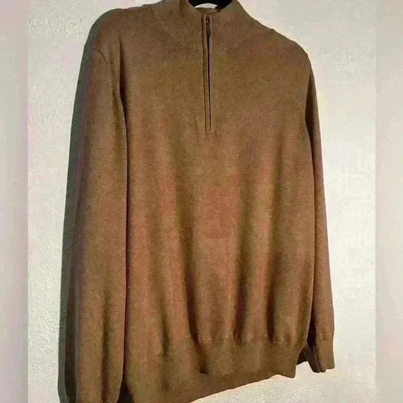 L.L. Bean Men's Cotton Cashmere Blend Quarter Zip Pullover Sweater Size L - Picture 2 of 5